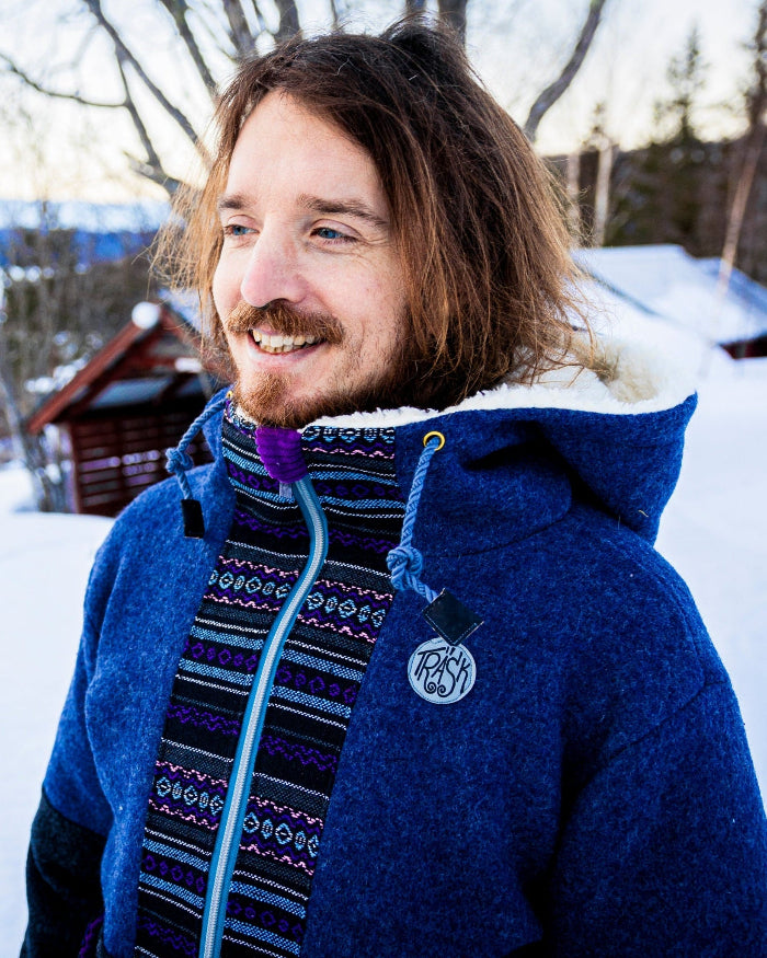 Half- Zip Hoodie kokt Ull * mörkblå antracit *