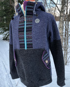 Half- Zip Hoodie kokt Ull * mörkblå antracit *