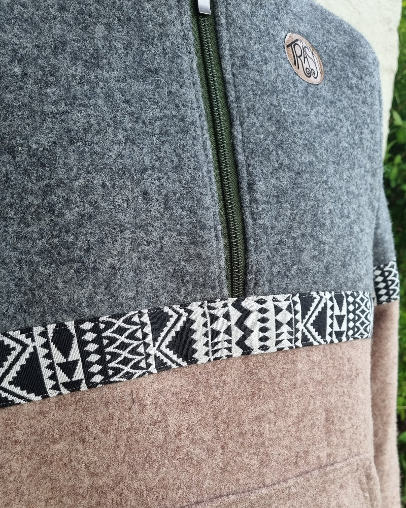 Troyer Ullfleece *grå - beige*