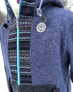Half- Zip Hoodie kokt Ull * mörkblå antracit *